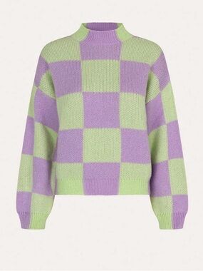 STINE GOYA Adonis Mock Neck Alpaca Sweater in Lavender and Fog
